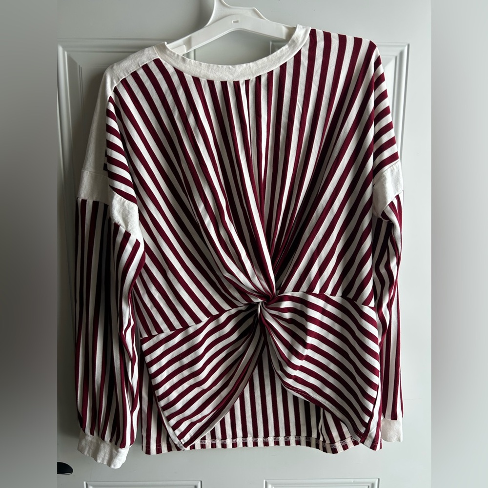 Striped Knot-Back Women Top - Red and White Umgee brand